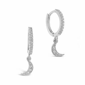 SHINE by Sterling Forever Sterling Silver CZ Crescent Micro Hoops NWT